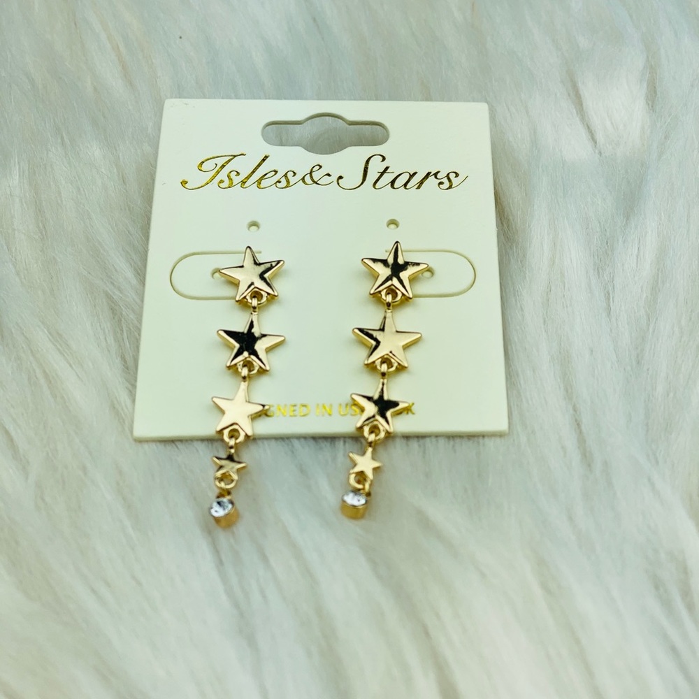 Gold Star Tier Rhinestone Earrings
